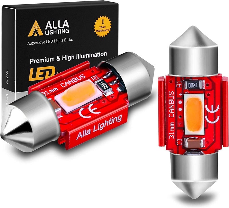 Alla Lighting Super Bright DE3022 DE3021 LED Bulbs, Red Dome, Map, Trunk, Step Courtesy Lights, 31mm 7065 3428 CAN-Bus Interior Festoon Lamps - Image 1